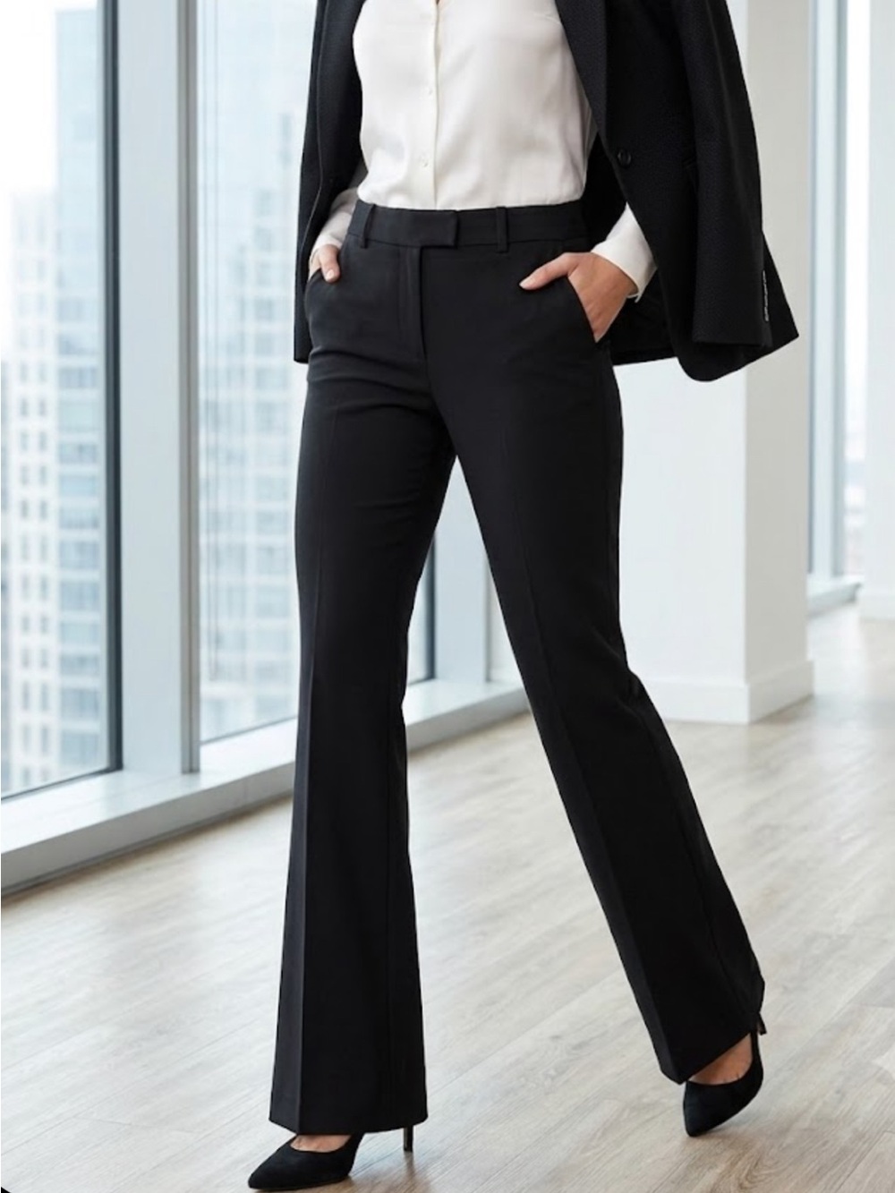 Calvin Klein Black Boot-Cut Dress Pants - Picture 6 of 8